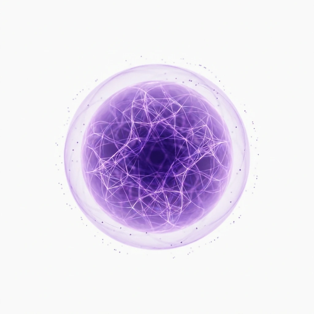 Translucent purple sphere with internal luminescent filaments